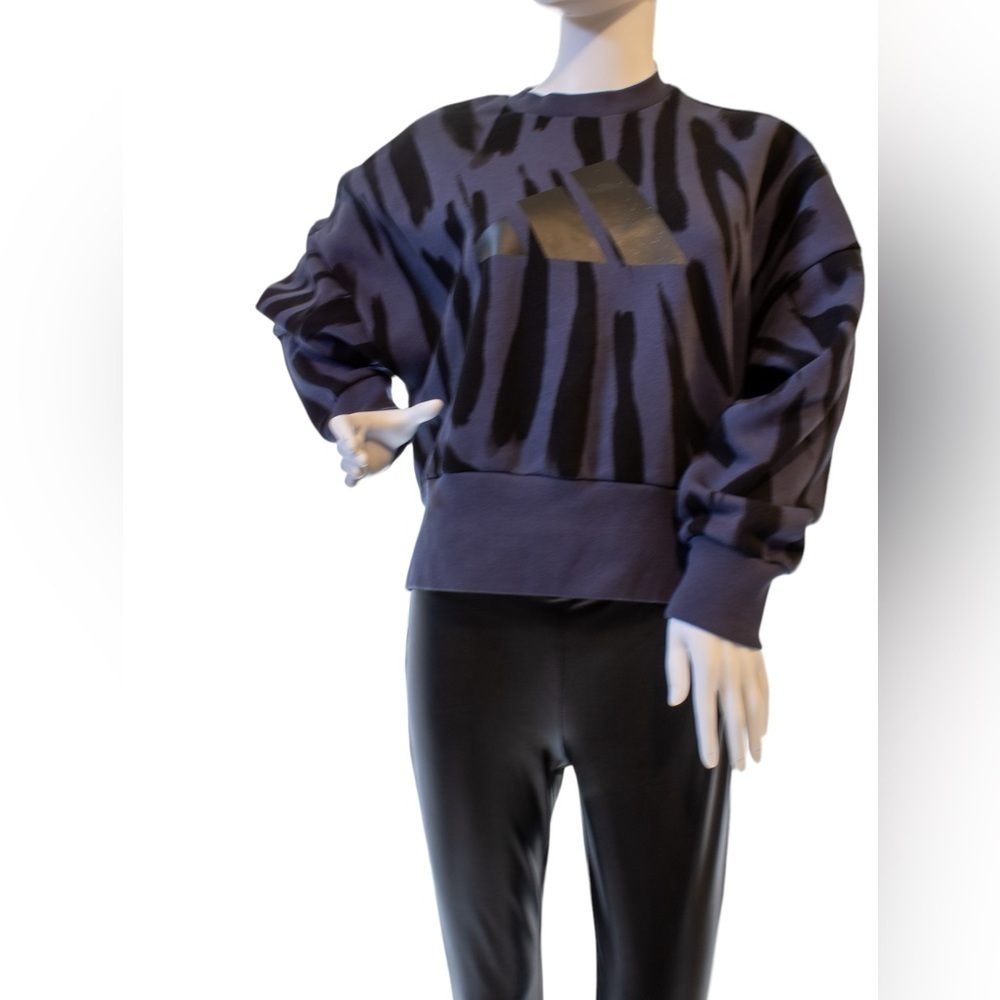 Adidas Animal Print Loungewear Soft Cotton-Blend Sweatshirt Size Small - Picture 2 of 10
